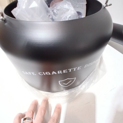 BLOSAIL STEEL CIGARETTE BUTT RECEPTACLE DISPOSAL - 5 GALLON - BLACK image 3