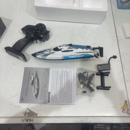 BEZGAR RC BOAT WITH REMOTE CONTROL - 700MAH BATTERY - 12" - BLUE - (MODEL TX126) image 3