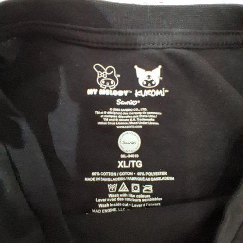 SANRIO MY MELODY AND KUROMI GRAPHIC T-SHIRT - EXTRA LARGE - BLACK image 4