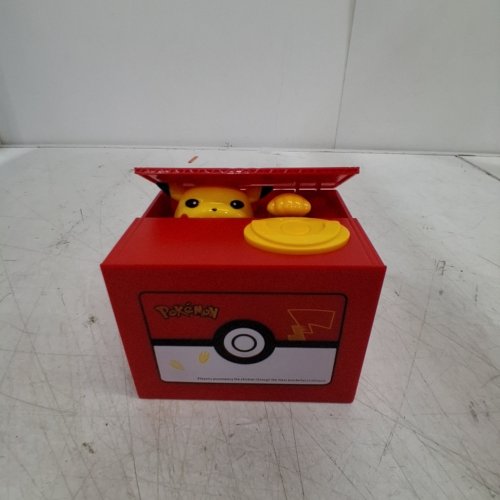 POKEMON PIKACHU COIN GRABBER BANK - 5" x 4" - RED/YELLOW image 2
