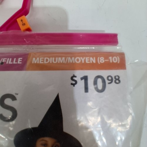 3PC GIRLS RUBIES WITCH COSTUME DRESS AND HAT - MEDIUM (8/10) - BLACK/ORANGE (STYLE: 701424) image 2