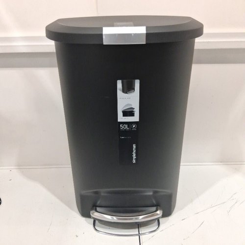 SIMPLEHUMAN PLASTIC SEMI-ROUND STEP-ON TRASH CAN, 50L, GREY image 2