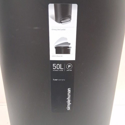 SIMPLEHUMAN PLASTIC SEMI-ROUND STEP-ON TRASH CAN, 50L, GREY image 3