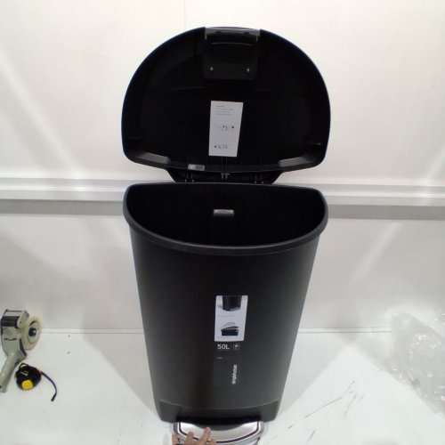 SIMPLEHUMAN PLASTIC SEMI-ROUND STEP-ON TRASH CAN, 50L, GREY image 4