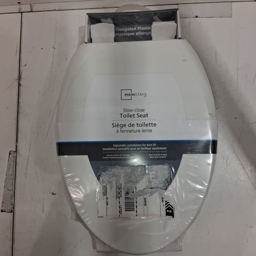 MAINSTAYS ELONGATED PLASTIC TOILET SEAT SLOW CLOSE - 19" - WHITE (MODEL: 9997-ESC) image 2