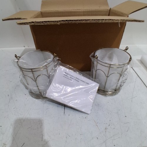 2PC HEARTH & HAND WITH MAGNOLIA CANDLE HOLDER LANTERNS - ANTIQUE BRASS image 3