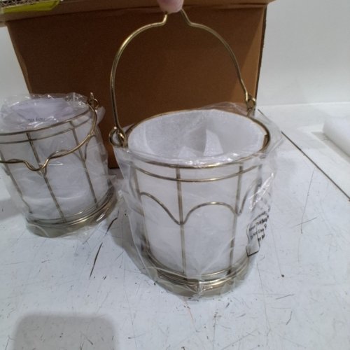 2PC HEARTH & HAND WITH MAGNOLIA CANDLE HOLDER LANTERNS - ANTIQUE BRASS image 4