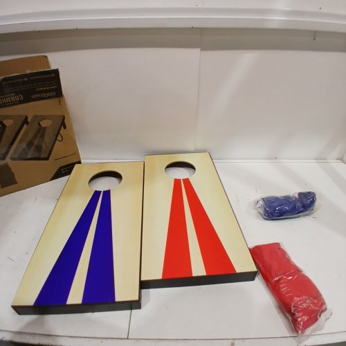 GOSPORTS PORTABLE SIZE CORNHOLE GAME SET WITH 6 BEAN BAG - 2FT X 1FT - WOOD/BLUE/RED (MODEL : CH-03-MDF-WOOD) image 2