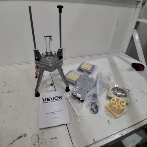 VEVOR MANUAL COMMERCIAL FRENCH FRY POTATO CUTTER WITH EXTRUDER PRESS MACHINE - STAINLESS STEEL - 8.46" X 7.48" X 23.23" - SILVER (MODEL: JG-32) image 2
