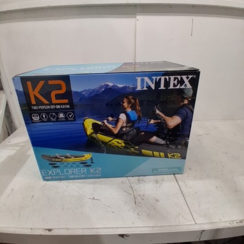 INTEX EXPLORER K2 INFLATABLE KAYAK SET WITH ALUMINUM OARS AND PUMP - 86" - 2-PERSON - 400LB MAX - YELLOW/GREY (MODEL: 68307EP) image 7