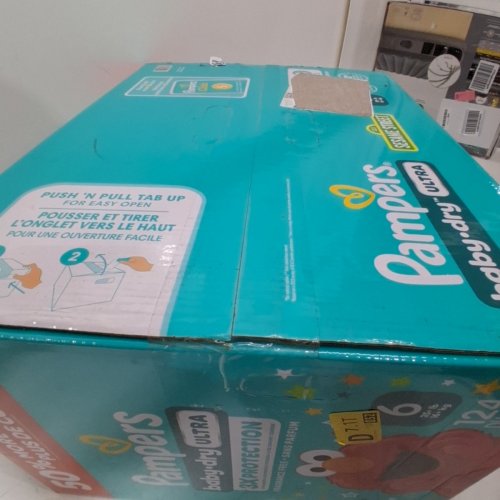 124PK PAMPERS BABY DRY ULTRA FRAGRANCE FREE 3X PROTECTION DIAPERS - SIZE 6 (35LB+) image 2
