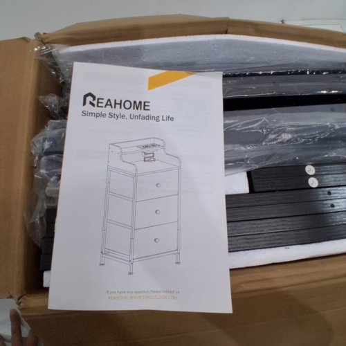 REAHOME 3-DRAWER STORAGE CABINET WITH OUTLETS LED LIGHTS - DARK BROWN /BLACK (MODEL: HD022BN-2) image 4