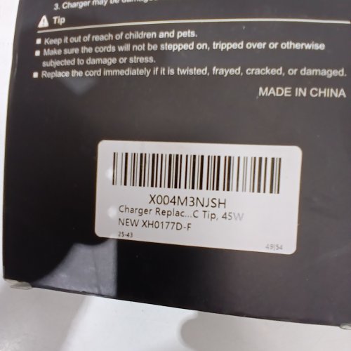 DEXPT AC ADAPTER USB TYPE C TIP - 45W - BLACK (MODEL: XH0177D-F) image 2