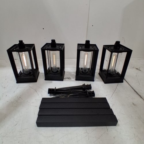 4PK GTX NATURALLY SOLAR POWERED 25LM PATHWAY LIGHTS - 4"X4"X23"- BLACK (MODEL: 1937955) image 2