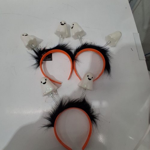 3PK HALLOWEEN GHOST HEADBANDS - ORANGE/BLACK/ WHITE image 2