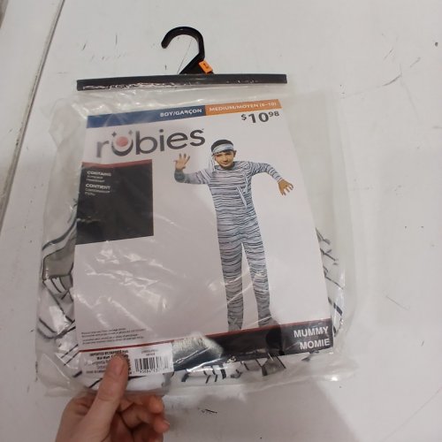 BOYS RUBIES MUMMY COSTUME - MEDIUM (8-10) - WHITE / BLACK (ITEM: 1001654) image 2