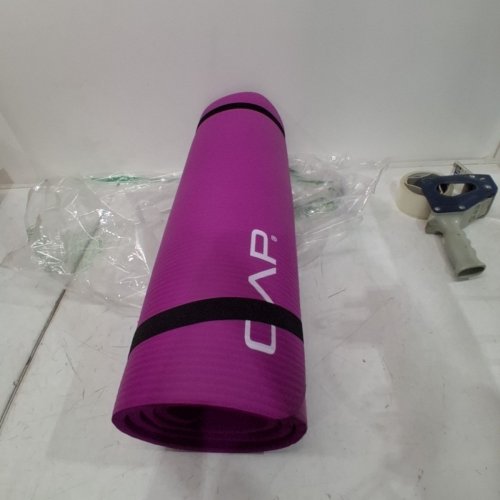 CAP BARBELL HIGH DENSITY EXERCISE YOGA MAT WITH STRAP - 68" X 24" X 0.5" - PURPLE image 2