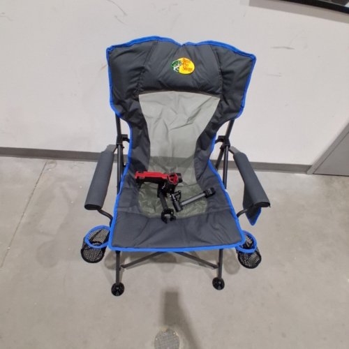 BPS LUNKER LOUNGER FISHING CHAIR WITH ROD HOLDER - 18" X 23" X 42" - GREY/BLUE image 2