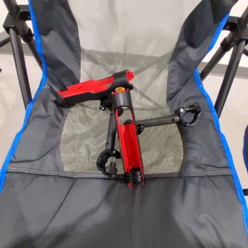BPS LUNKER LOUNGER FISHING CHAIR WITH ROD HOLDER - 18" X 23" X 42" - GREY/BLUE image 3