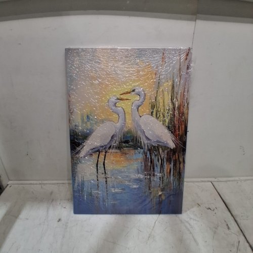 LZIMU BLUE HERON CANVAS WALL ART - 24" X 16" image 2