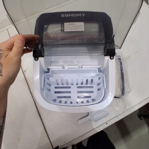 EUHOMY COUNTERTOP ICE MAKER MACHINE WITH HANDLE, BASKET AND SCOOP - MAKES 26LB PER DAY - SILVER (MODEL: IM-01X/IM008-B IN008-BSI-CAEH) image 5