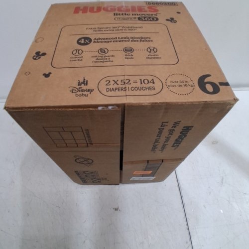 104PK HUGGIES LITTLE MOVERS HUGGFIT 360° WAISTBAND BABY DIAPERS - SIZE 6 (35+ LBS) image 3