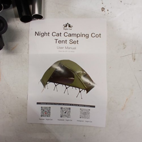 NIGHT CAT WATERPROOF OFF-THE-GROUND PORTABLE CAMPING COT TENT - 1-PERSON - GREEN / GREY image 7