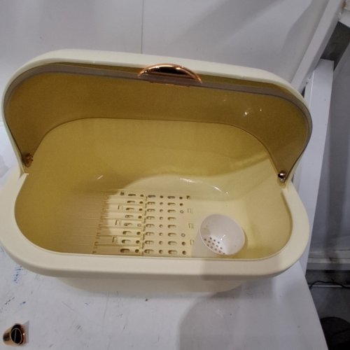PWSHYMI MULTIFUNCTIONAL DISH DRAINER BOX/TRAY WITH LID - APRICOT M/WHITE/AMBER image 3