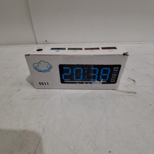 DUAL DIGITAL ALARM WITH SNOOZE AND CALENDAR CLOCK - BLUE DISPLAY - BLACK (MODEL: DS:5511) image 4