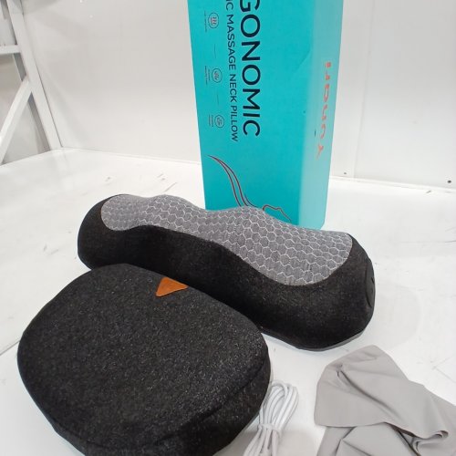 YUNARI 3-IN-1 CORDLESS ERGONOMIC CERVICAL NECK SUPPORT PILLOW WITH GENTLE HEAT AND AIRBAG COMPRESSION - GREY image 2