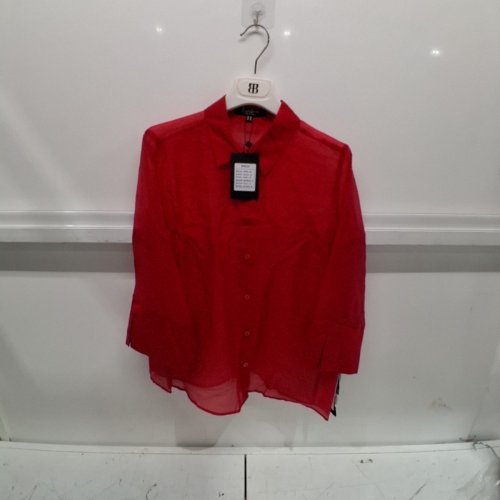 WOMEN'S BARILOCHE SHEAR BUTTON-UP COLLARED SHIRT - SMALL / MEDIUM - 38 - RED (STYLE: BREZA) image 2