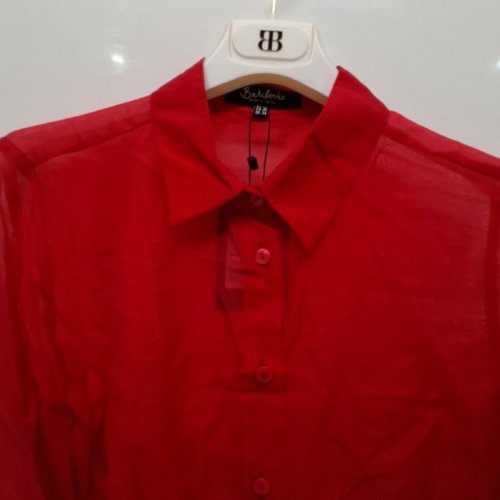 WOMEN'S BARILOCHE SHEAR BUTTON-UP COLLARED SHIRT - SMALL / MEDIUM - 38 - RED (STYLE: BREZA) image 4