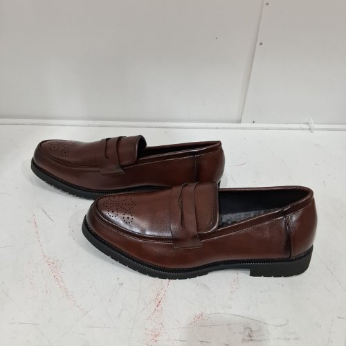 MEN'S DRESS SHOES INNER HIGH LOAFERS - 12 - BROWN image 3