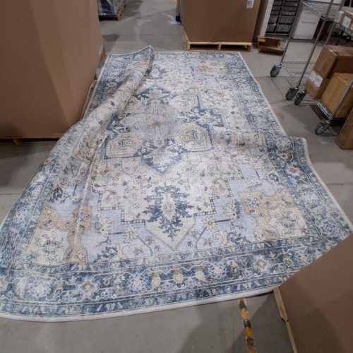 VINTAGE WASHABLE AREA RUG 9FT X 12FT - BLUE image 2