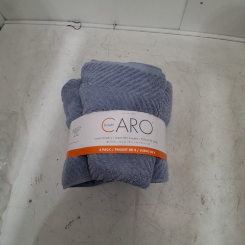 4PK CARO HOME 100% COTTON HAND TOWELS - 18" X 30" - BLUE HERRINGBONE (STYLE: 1945886) image 2