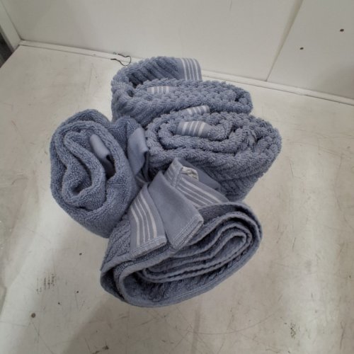 4PK CARO HOME 100% COTTON HAND TOWELS - 18" X 30" - BLUE HERRINGBONE (STYLE: 1945886) image 3