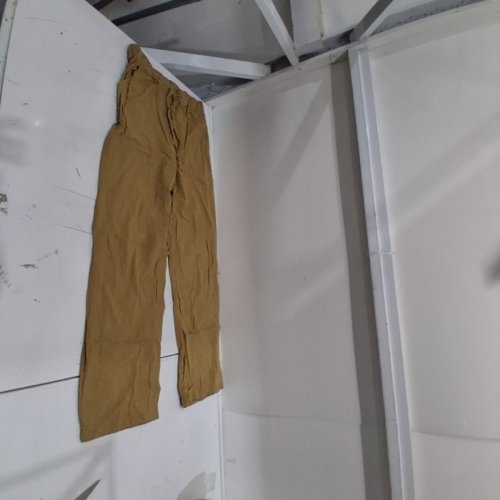 WOMEN'S KHAKI DRAWSTRING WIDE LEG LINEN PANTS - SMALL - TAN image 2