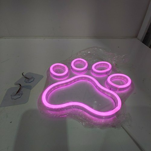 HANGABLE PAW PRINT LED NEON SIGN - PINK image 2