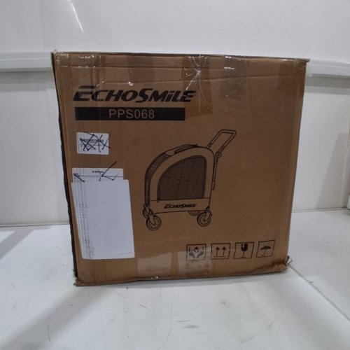 ECHOSMILE FOLDABLE ALL-TERRAIN DOG STROLLER WITH DUAL BRAKES - 135LB CAPACITY - GREY (MODEL: PPS068) image 4