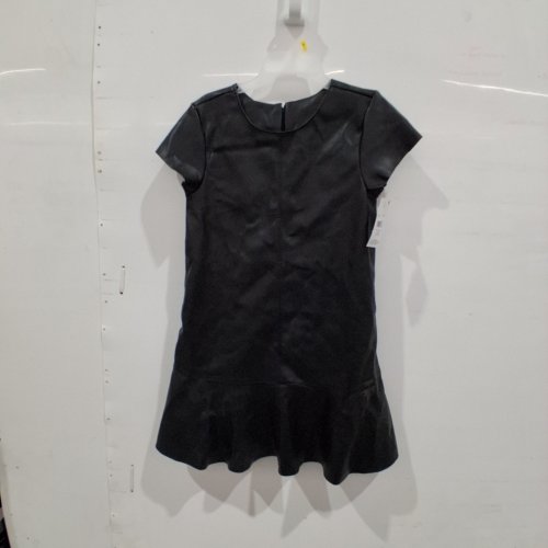 GIRLS GEORGE SHORT SLEEVE DRESS FUAX LEATHER DRESS - 14 - BLACK image 2