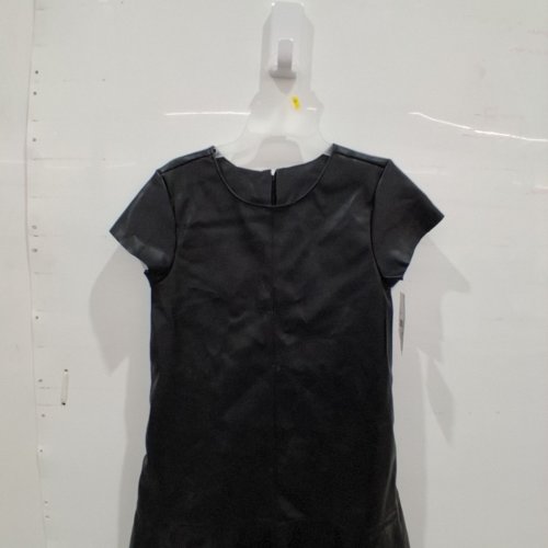 GIRLS GEORGE SHORT SLEEVE DRESS FUAX LEATHER DRESS - 14 - BLACK image 5