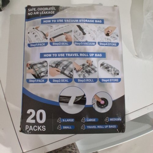 20PC COZY ESSENTIALS VACUUM STORAGE BAGS - (4) SMALL, (4) MEDIUM, (4) LARGE, (4) JUMBO & (4) TRAVEL ROLL UP BAGS - CLEAR image 4