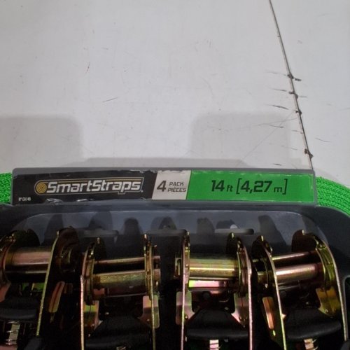 4PK SMARTSTRAPS RATCHET TIE-DOWNS - 14FT, 500LBS SAFE WORKING LOAD - GREEN image 2