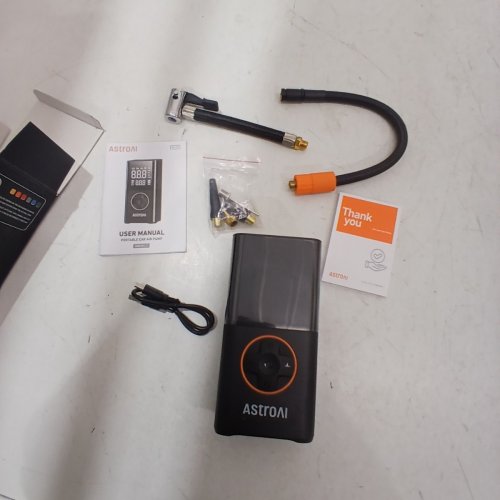 ASTROAI L7 TIRE INFLATOR PORTABLE AIR COMPRESSOR - 150PSI, AIR PUMP WITH LED LIGHTS, PRESSURE GAUGE, AUTO SHUT-OFF - ORANGE (MODEL: AIRUN L7) image 2
