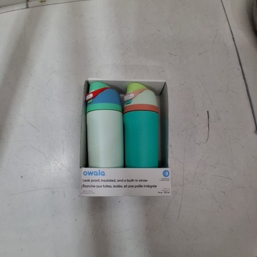2PK OWALA FREESIP STAINLESS STEEL WATER BOTTLES WITH STRAWS - 16OZ - BLUE/GREEN (MODEL: 2856617) image 4