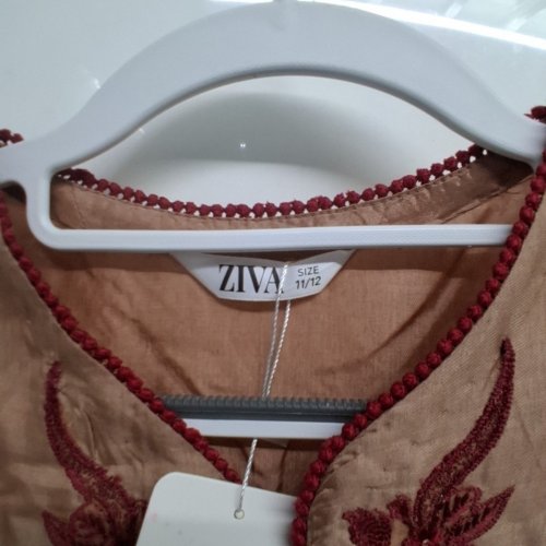 3PC ZIVA EMBROIDERED TUNIC AND PANTS SET - 11/12 - TAN/BURGUNDY image 4