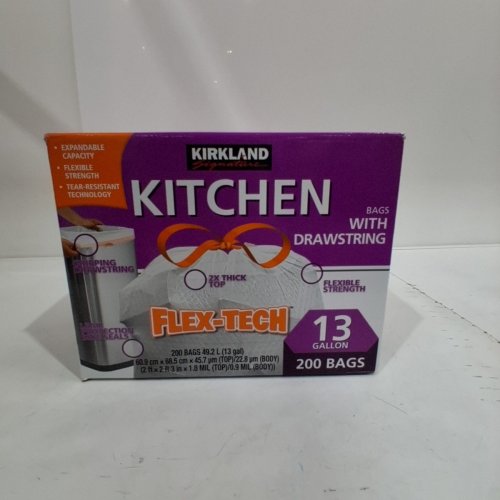 200PK~ KIRKLAND SIGNATURE KITCHEN GARBAGE BAGS WITH DRAWSTRINGS - 13GAL - WHITE (MODEL: 1089787) image 2