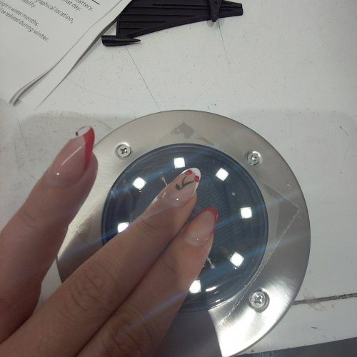 8PK SOLAR LED OUTDOOR SOLAR PANEL PATHWAY LED IP65 WATERPROOF WARM WHITE GROUND LIGHTS - 4.5"/EACH - SILVER image 2
