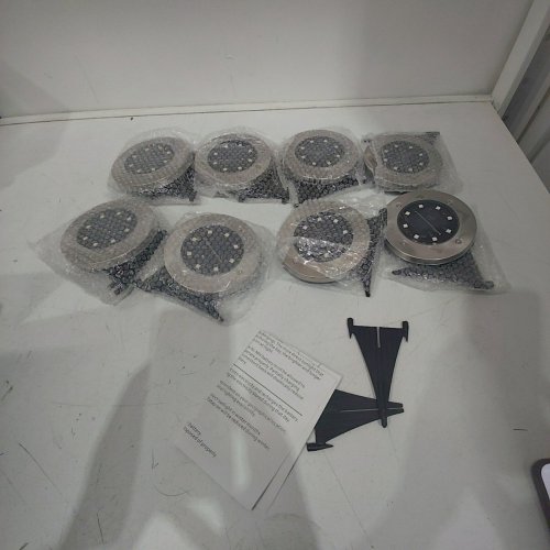 8PK SOLAR LED OUTDOOR SOLAR PANEL PATHWAY LED IP65 WATERPROOF WARM WHITE GROUND LIGHTS - 4.5"/EACH - SILVER image 3