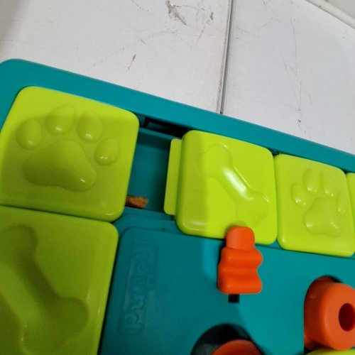 NINA OTTOSON BY OUTWARD HOUND MULTIPUZZLE SPIN SLIDE AND TREAT INTERACTIVE DOG TREAT PUZZLE TOY - LEVEL 4/EXPERT - GREEN/RED image 3